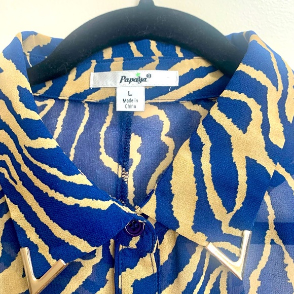 Papaya Blue and Tan colour sheer top - Picture 3 of 3